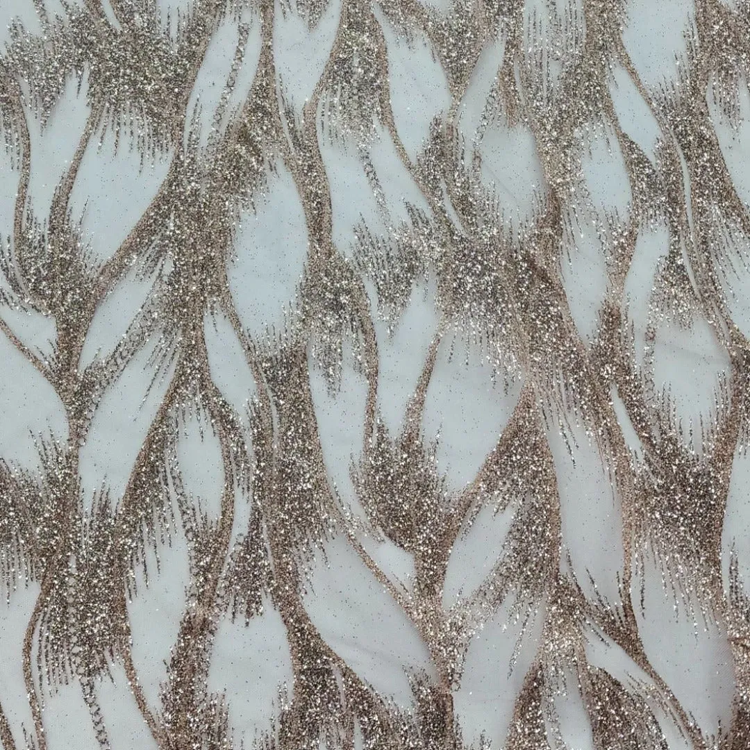 Glitter Mesh Lace Fabric Leaf 120cm