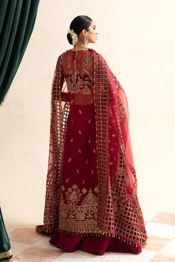 Gold Heavily Embellished Red Pakistani Wedding Dress Kameez Sharara