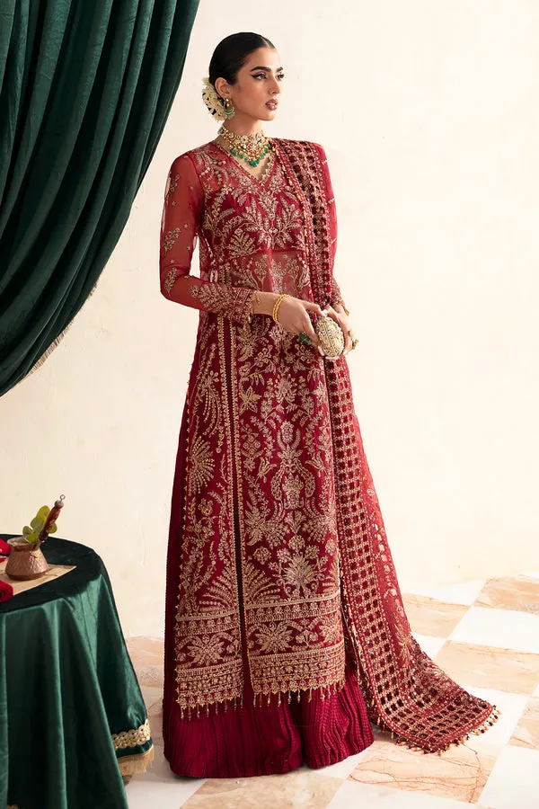 Gold Heavily Embellished Red Pakistani Wedding Dress Kameez Sharara