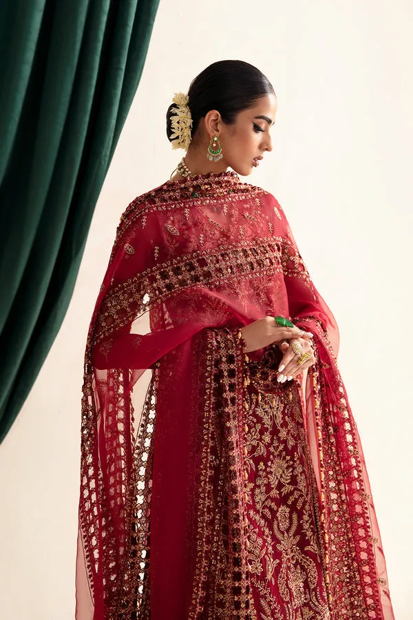 Gold Heavily Embellished Red Pakistani Wedding Dress Kameez Sharara