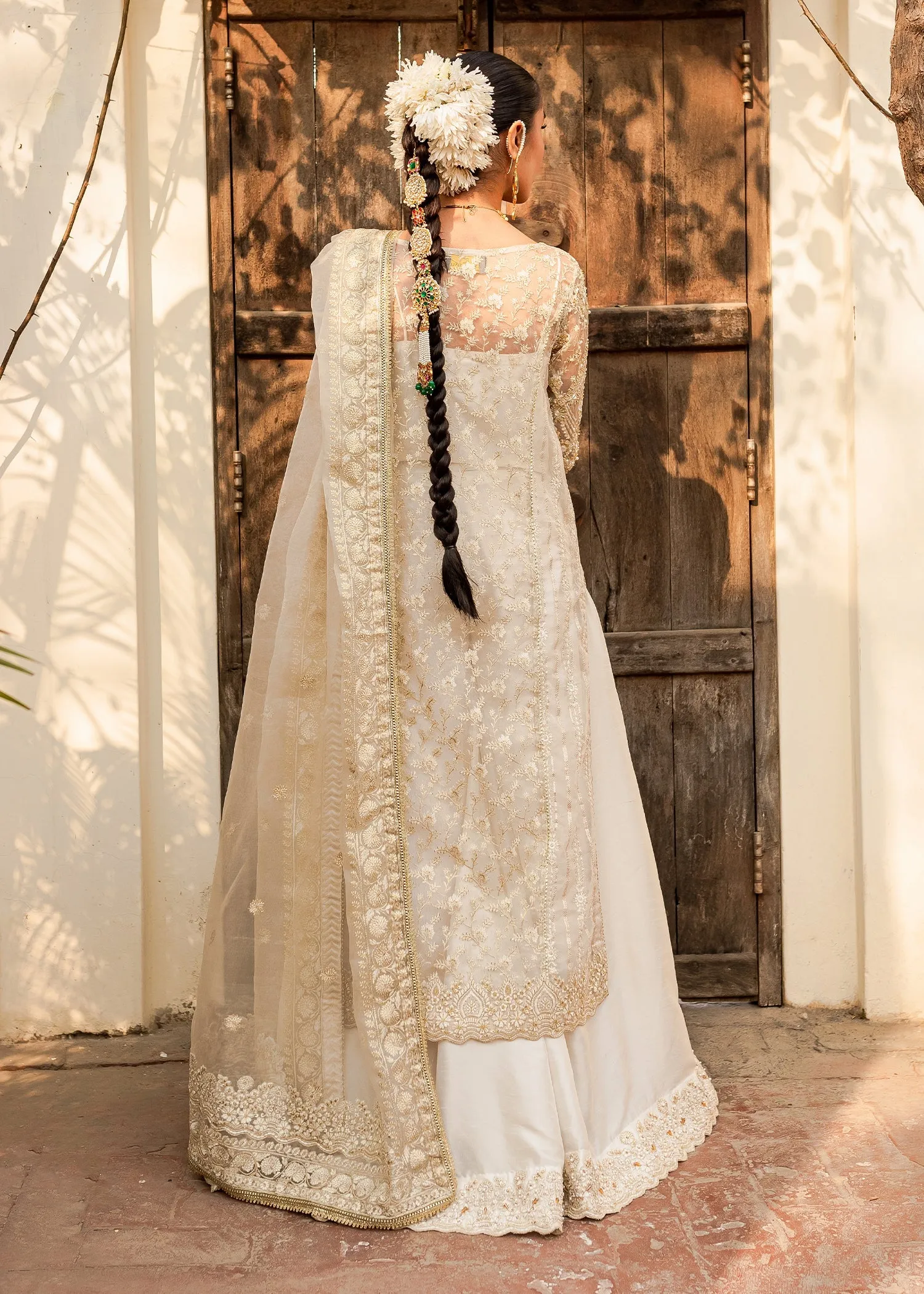 Gold Shirt Sharara Bride for Pakistani Wedding Dresses