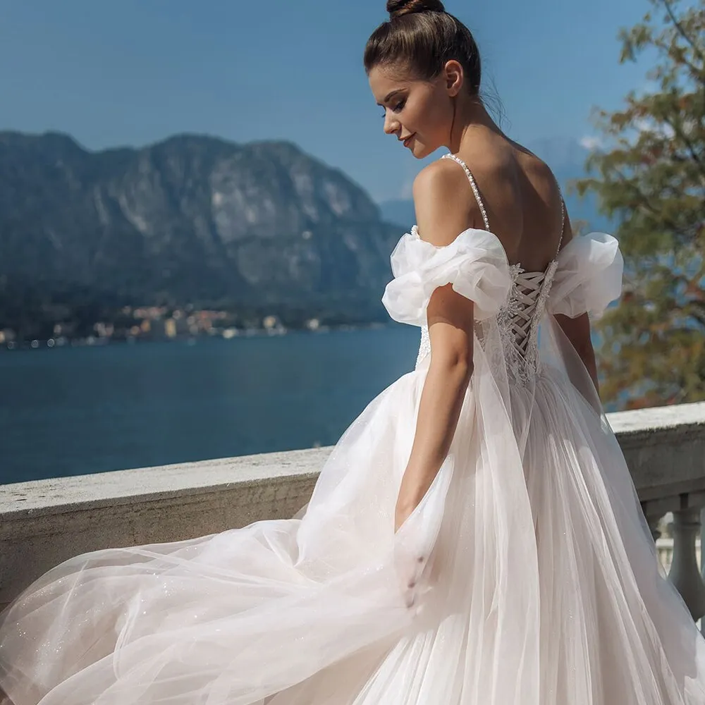 Gorgeous Beading Lace Tulle Wedding Dresses Princess Gowns