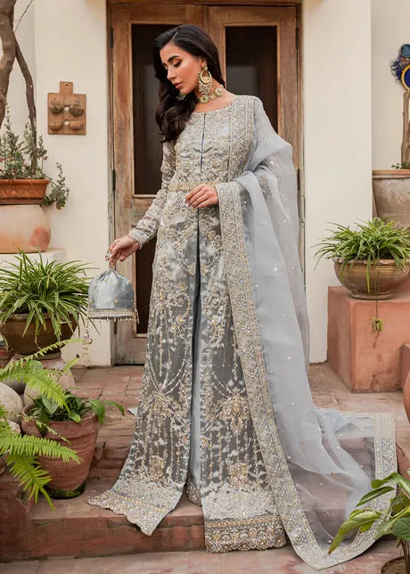 Grey Blue Shirt Sharara for Pakistani Wedding Dresses