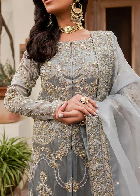 Grey Blue Shirt Sharara for Pakistani Wedding Dresses