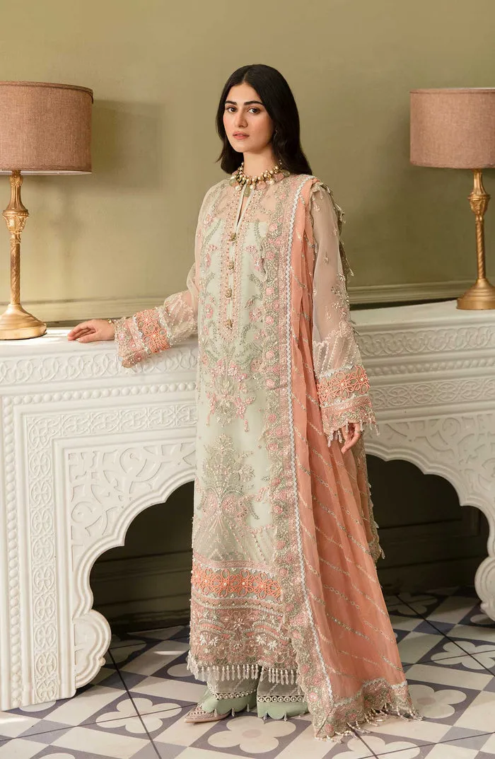 Heavily Embellished Aqua Blue Pakistani Wedding Dress in Kameez Trousers