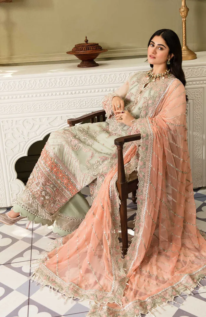 Heavily Embellished Aqua Blue Pakistani Wedding Dress in Kameez Trousers