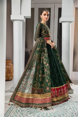 Heavily Embellished Bottle Green Pakistani Pishwas Wedding Dress