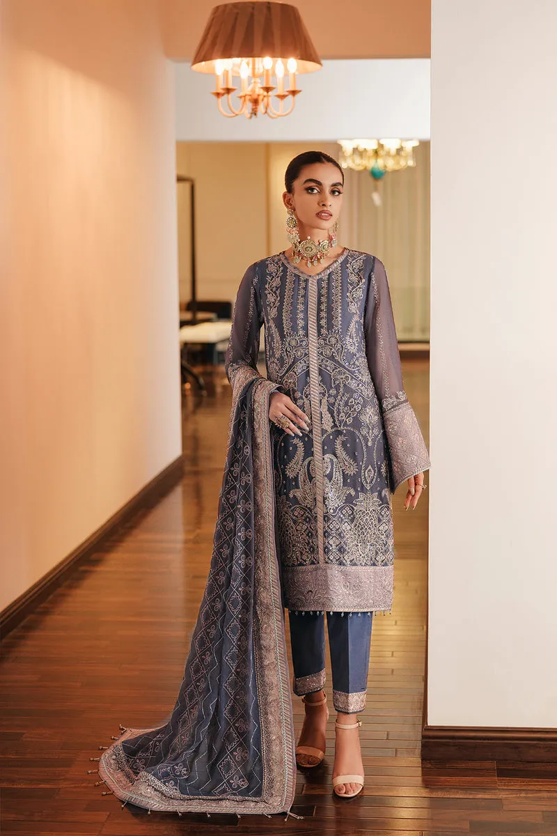 Heavily Embellished Grey Pakistani Open Shirt Style Wedding Dress