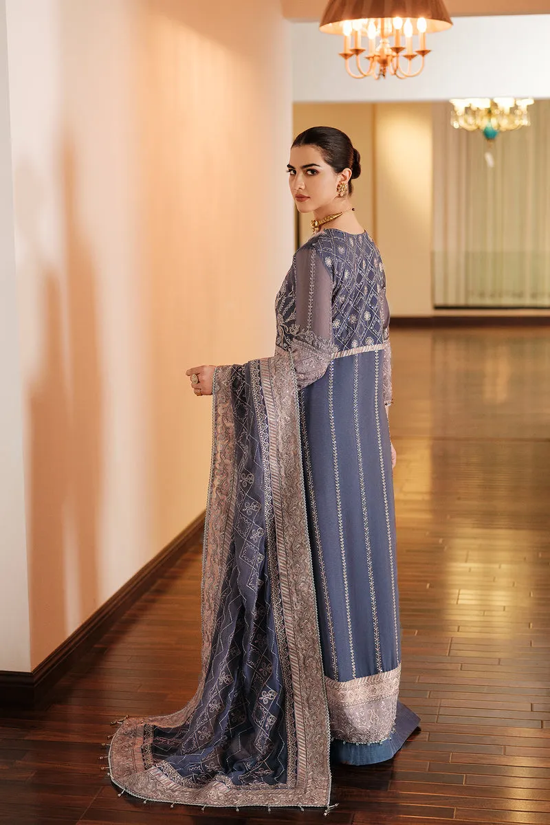 Heavily Embellished Grey Pakistani Open Shirt Style Wedding Dress