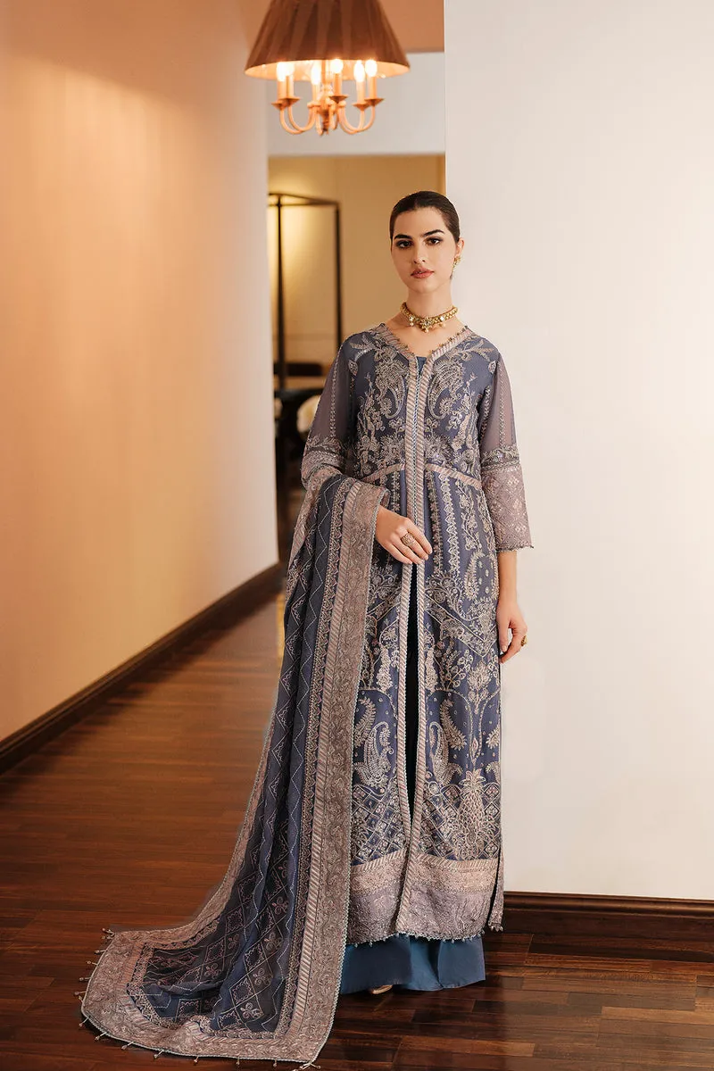 Heavily Embellished Grey Pakistani Open Shirt Style Wedding Dress