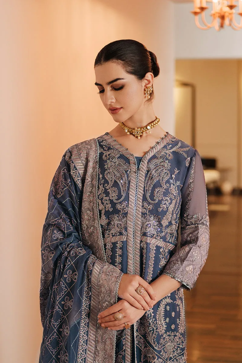 Heavily Embellished Grey Pakistani Open Shirt Style Wedding Dress