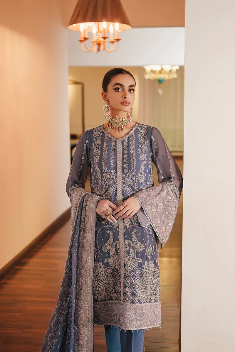 Heavily Embellished Grey Pakistani Open Shirt Style Wedding Dress