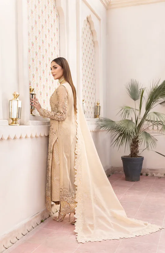Heavily Embellished Pakistani Golden Kameez Trousers Wedding Dress