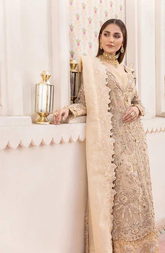 Heavily Embellished Pakistani Golden Kameez Trousers Wedding Dress