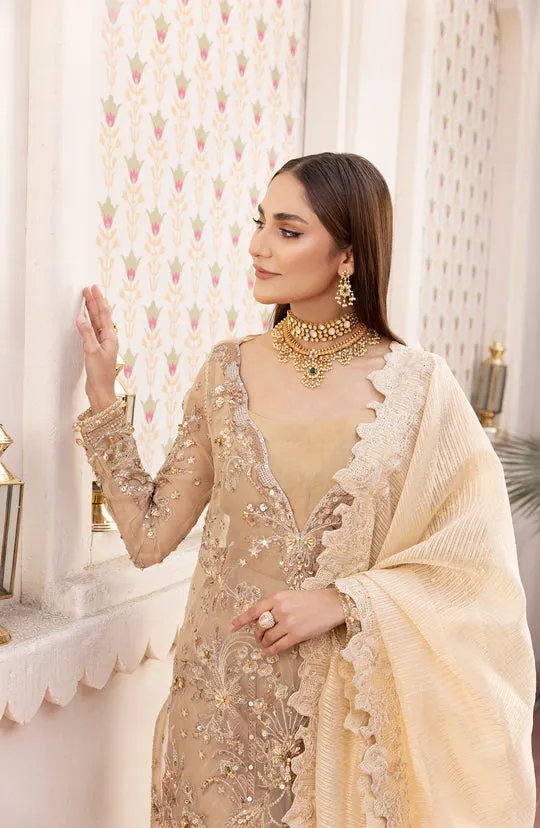 Heavily Embellished Pakistani Golden Kameez Trousers Wedding Dress