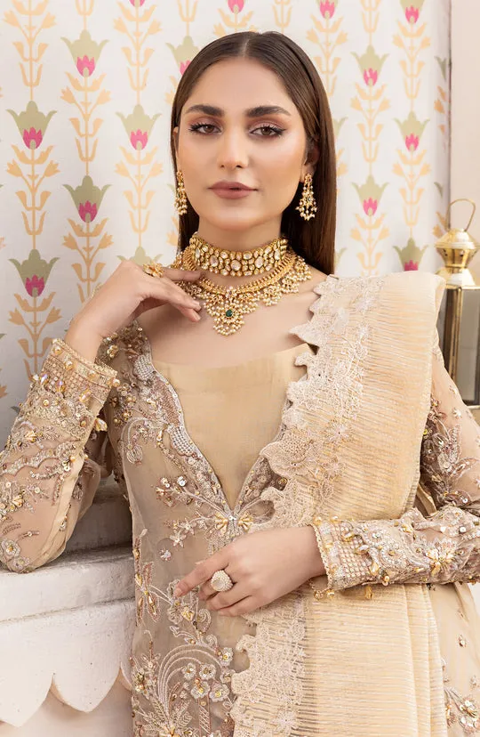 Heavily Embellished Pakistani Golden Kameez Trousers Wedding Dress