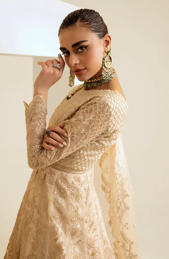 Heavily Embellished Pakistani Wedding Dress Beige in Pishwas Style