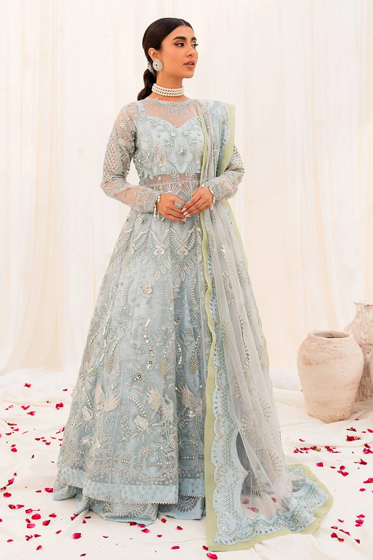 Heavily Embellished Pakistani Wedding Dress Ferozi Gown Sharara