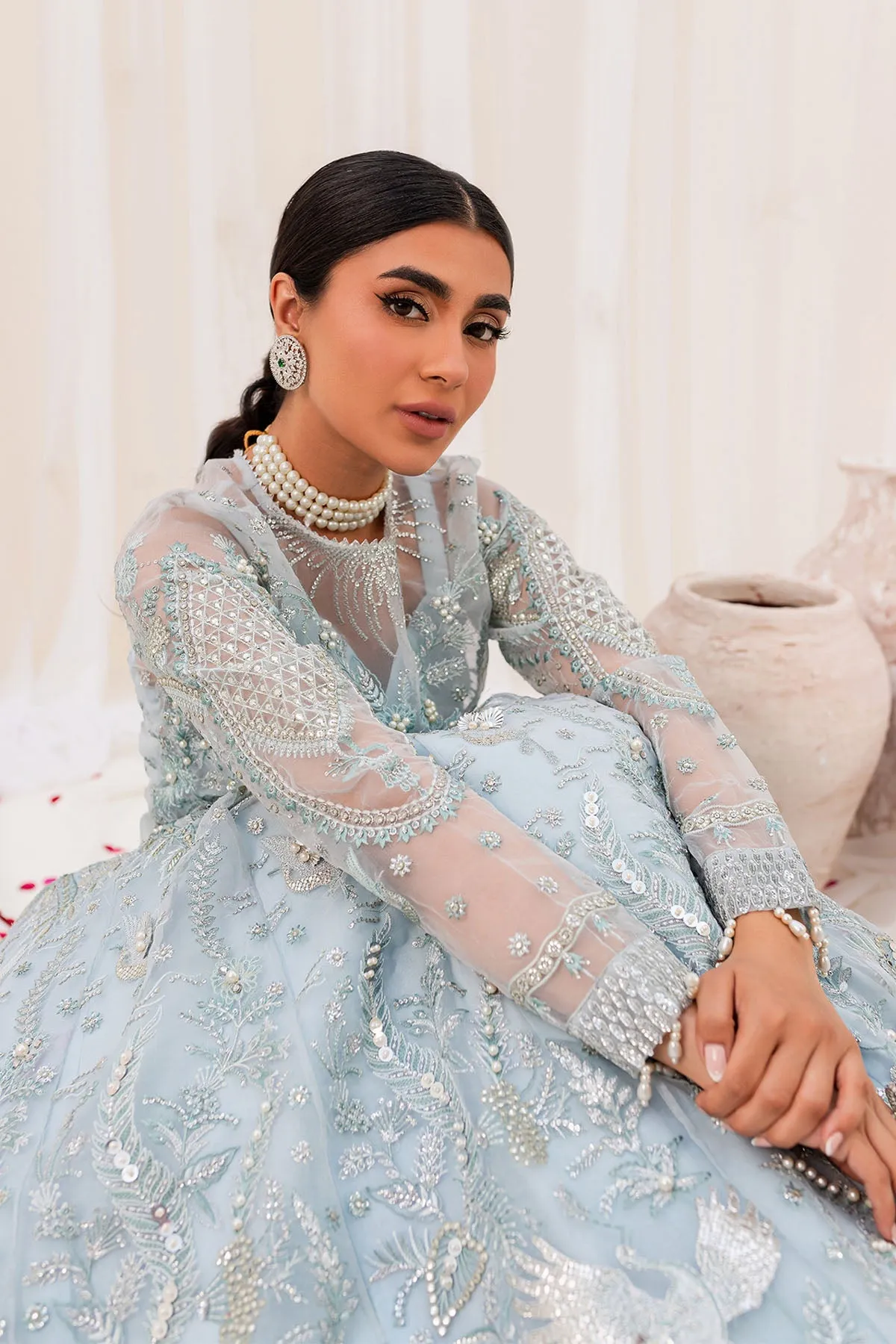 Heavily Embellished Pakistani Wedding Dress Ferozi Gown Sharara