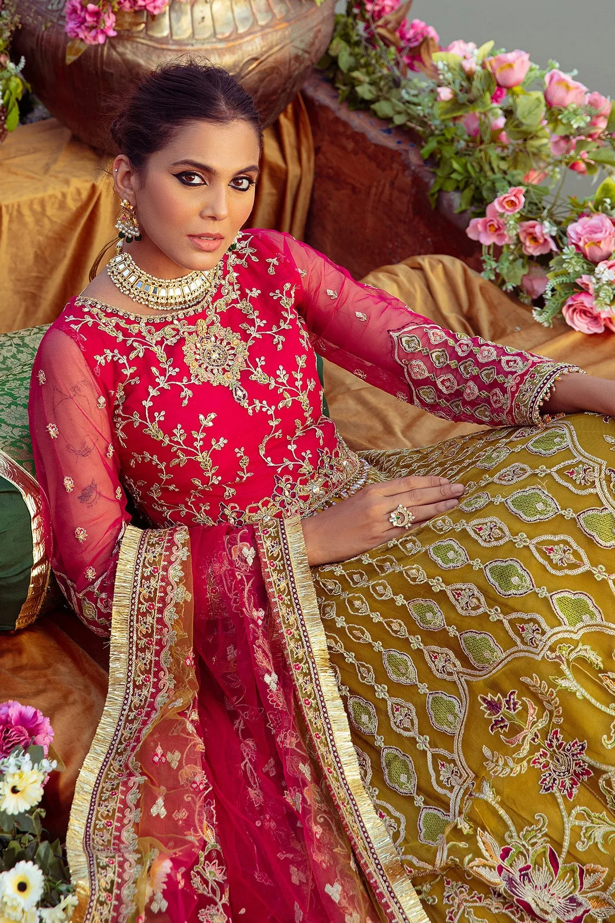 Heavily Embellished Pakistani Wedding Dress in Lehenga Choli Style
