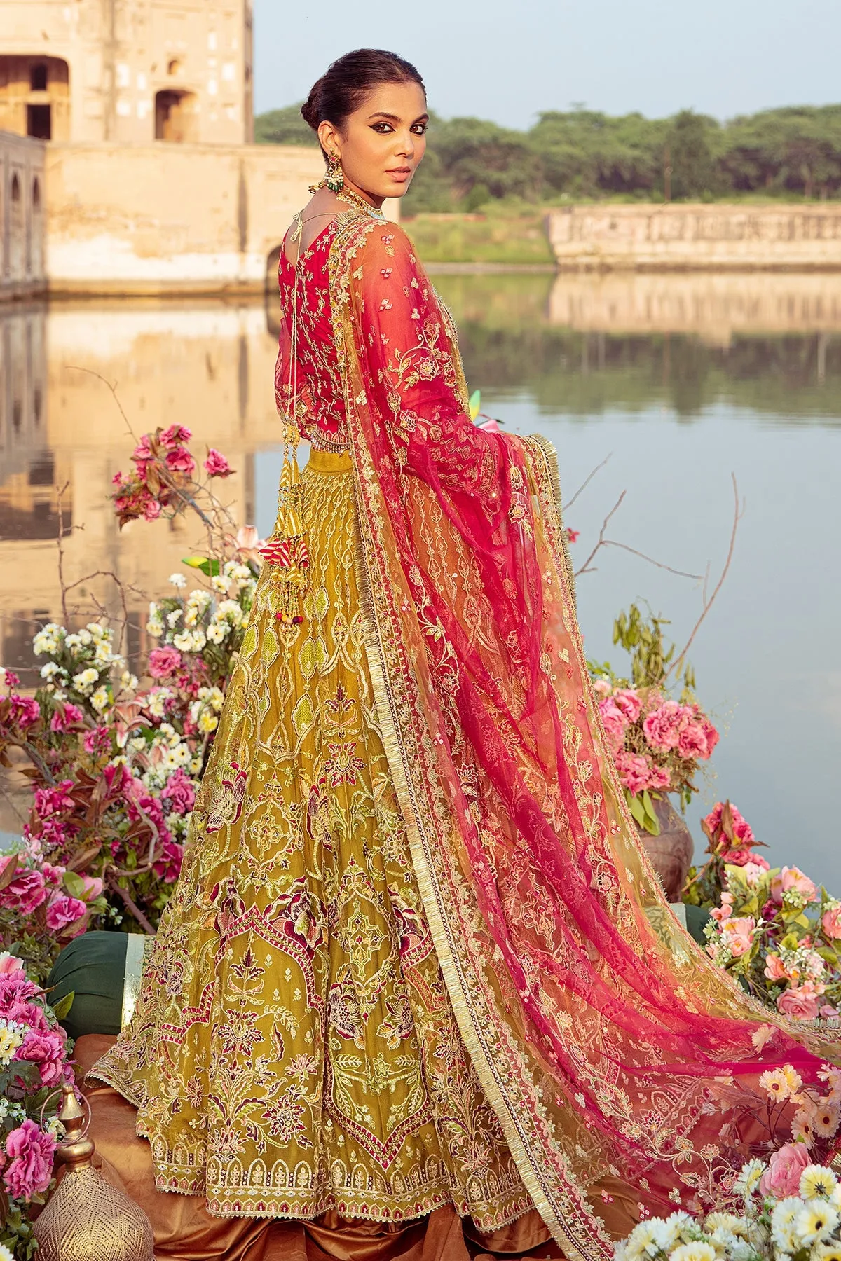 Heavily Embellished Pakistani Wedding Dress in Lehenga Choli Style