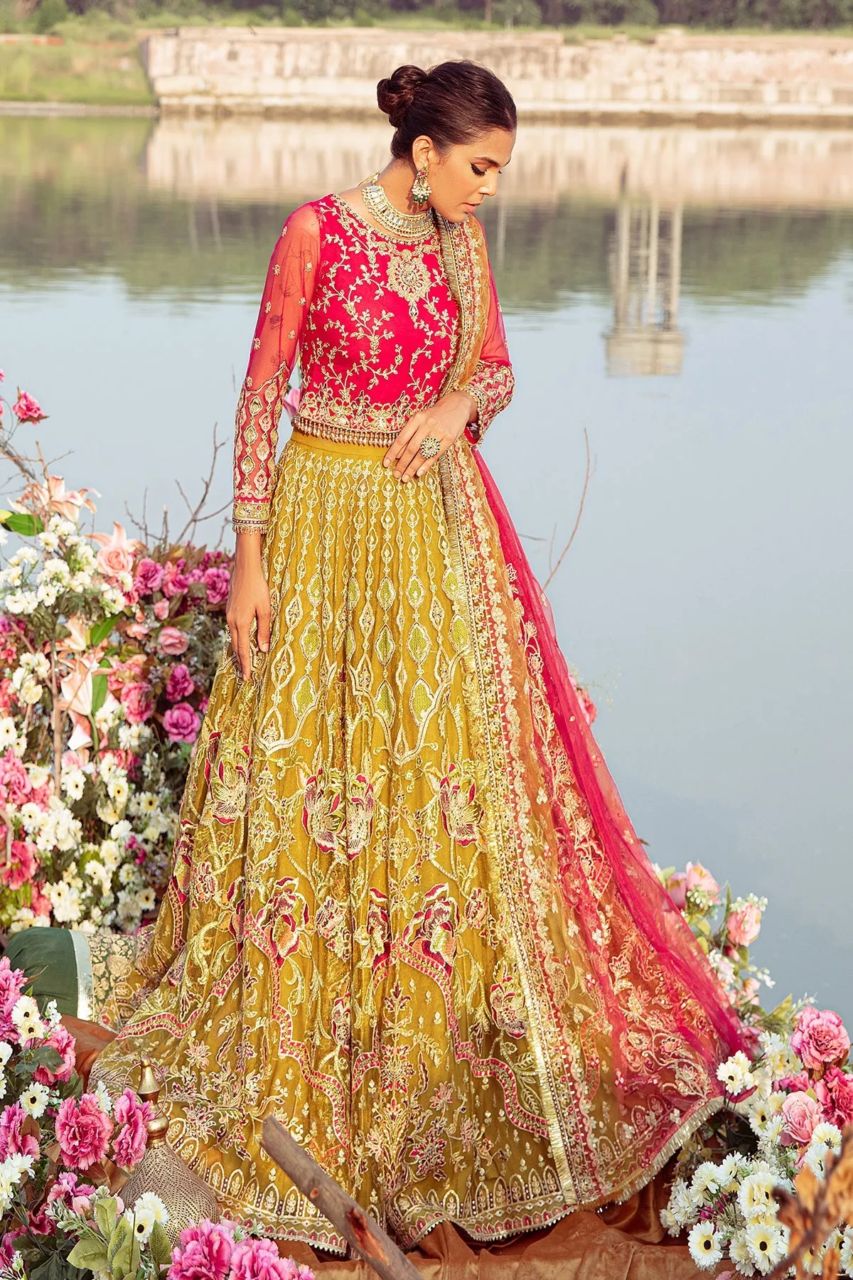 Heavily Embellished Pakistani Wedding Dress in Lehenga Choli Style