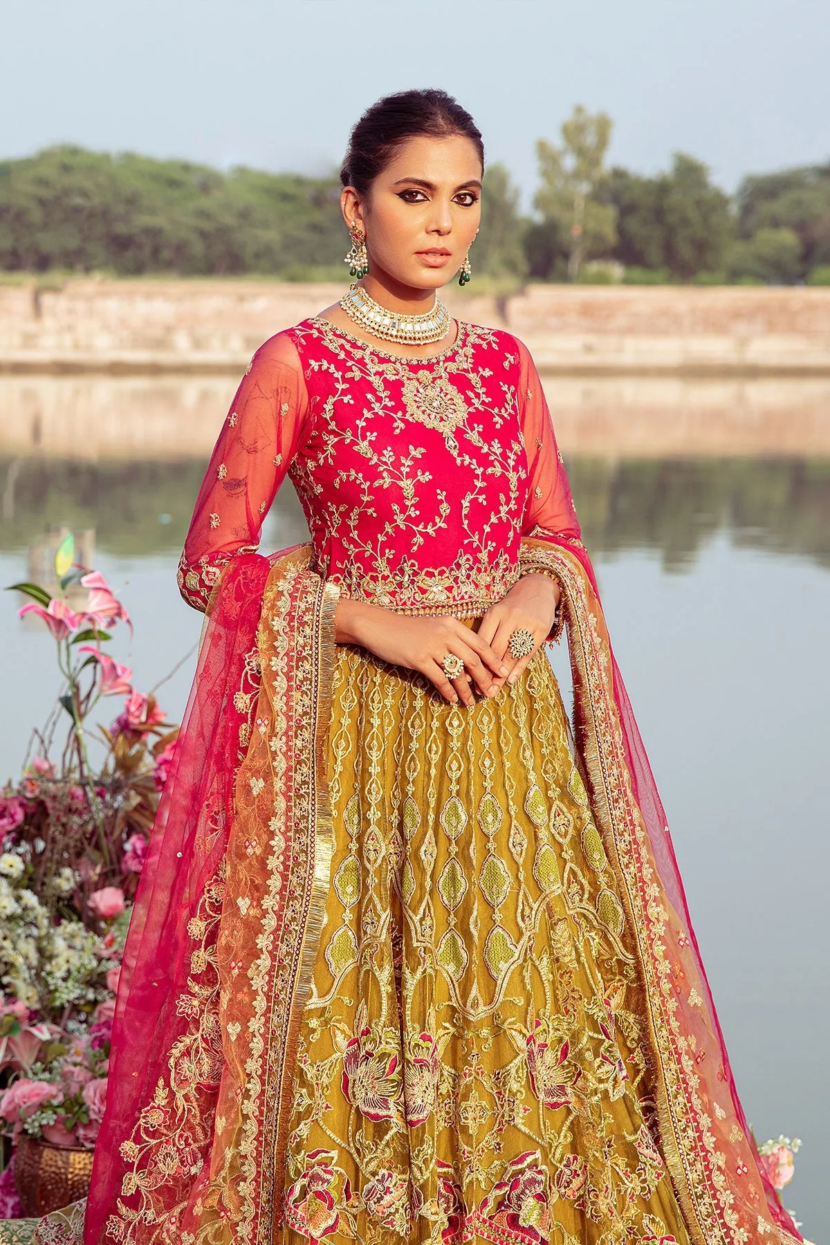 Heavily Embellished Pakistani Wedding Dress in Lehenga Choli Style