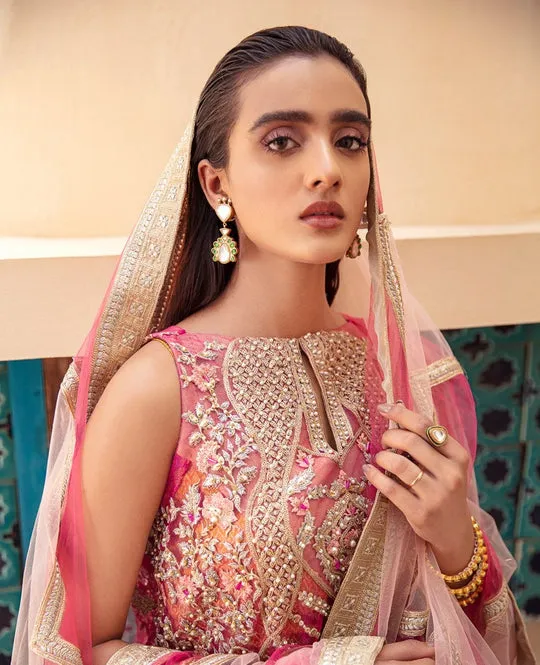 Heavily Embellished Pink Pakistani Kameez Sharara Wedding Dress
