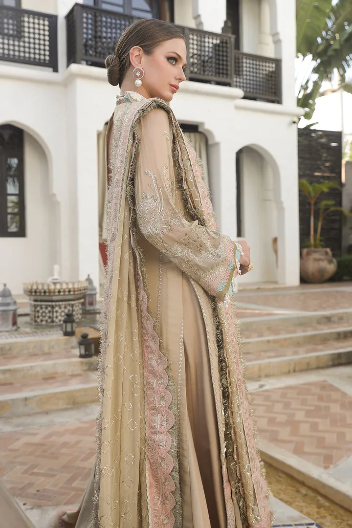Heavily Embroidered Gold Color Kameez Sharara Pakistani Wedding Dress