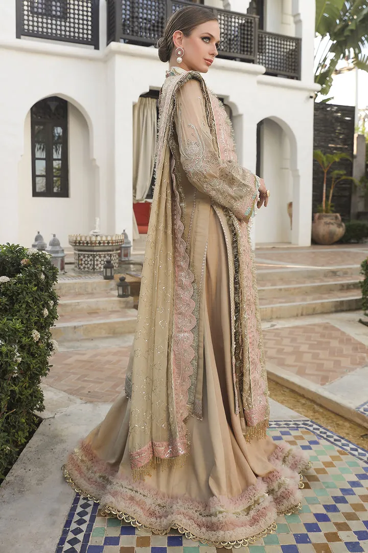 Heavily Embroidered Gold Color Kameez Sharara Pakistani Wedding Dress