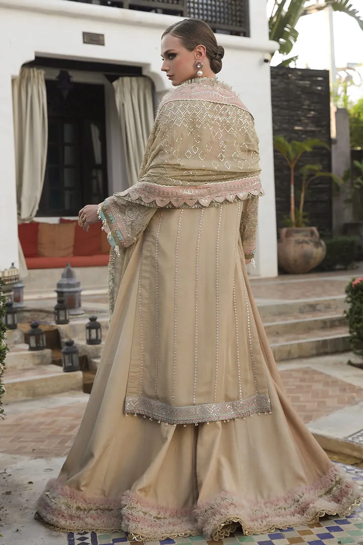 Heavily Embroidered Gold Color Kameez Sharara Pakistani Wedding Dress
