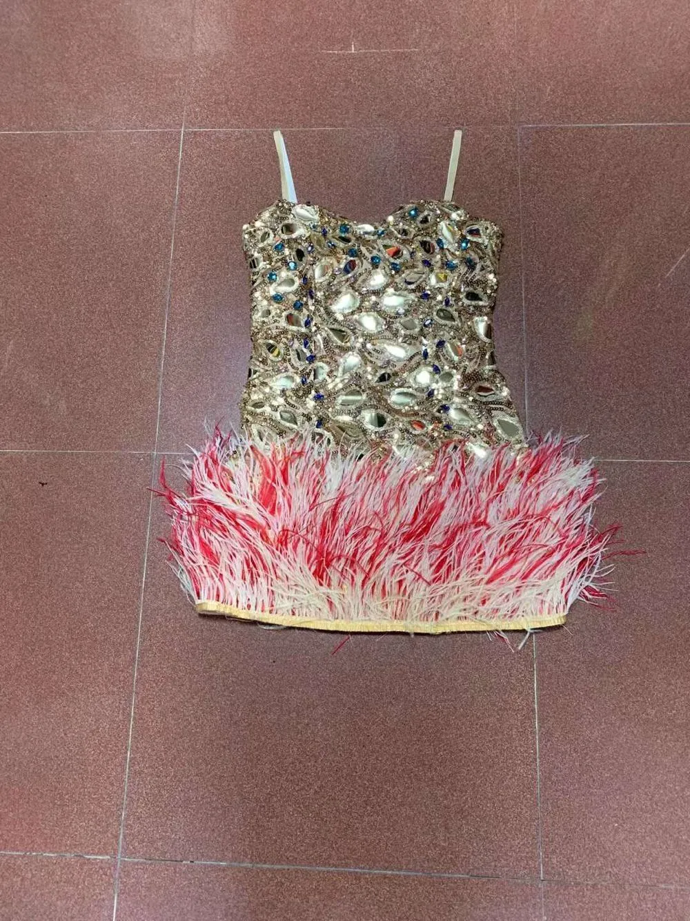 High Neck Feathers Short Prom Luxury Mini Dresses