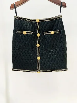 HIGH STREET  Leather Chains Embellished Mini Skirt