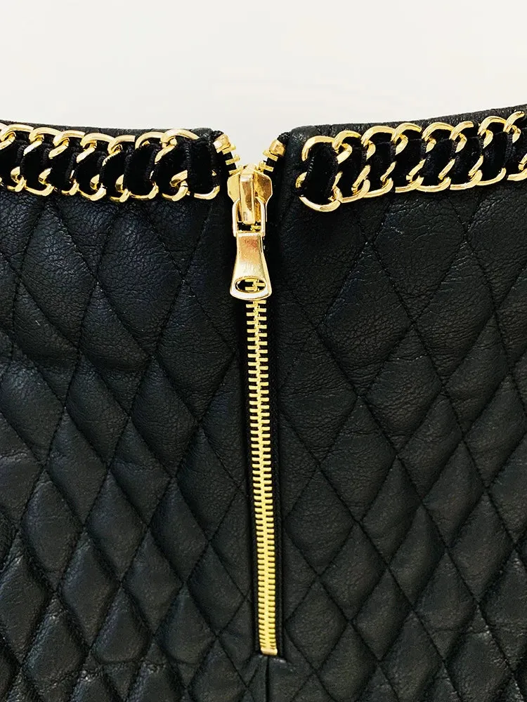 HIGH STREET  Leather Chains Embellished Mini Skirt