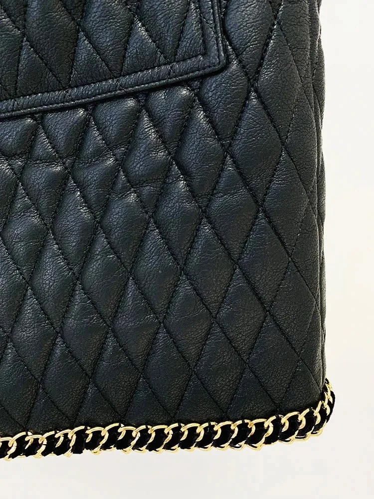 HIGH STREET  Leather Chains Embellished Mini Skirt