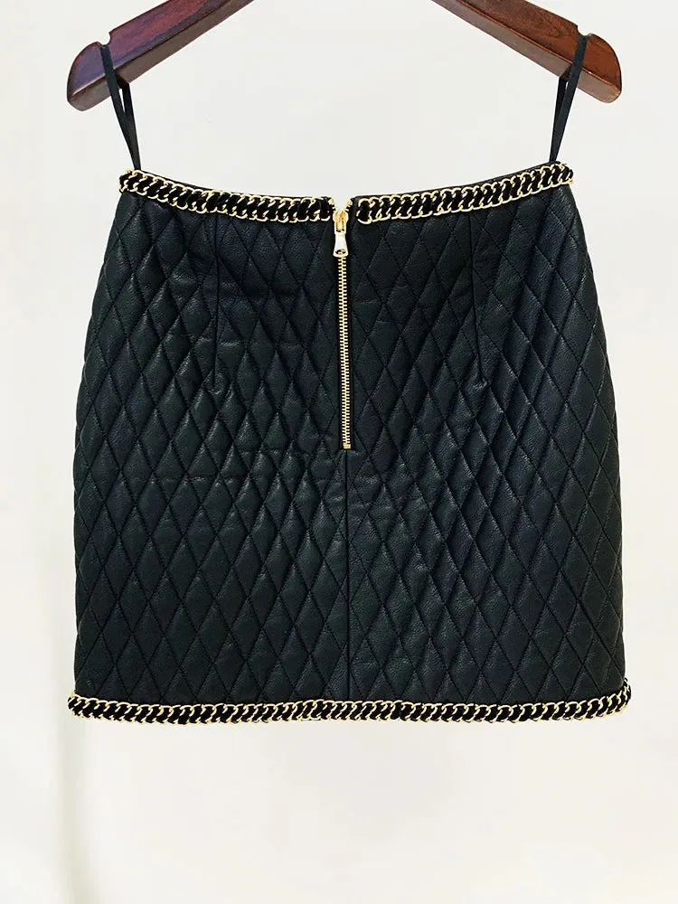 HIGH STREET  Leather Chains Embellished Mini Skirt