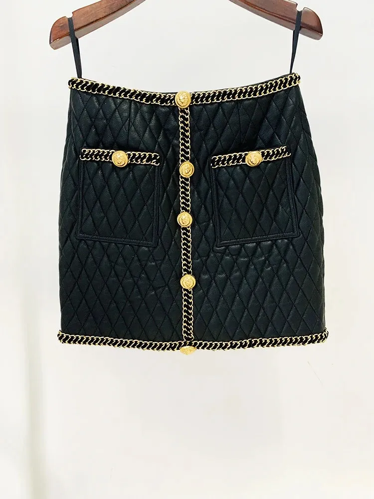 HIGH STREET  Leather Chains Embellished Mini Skirt