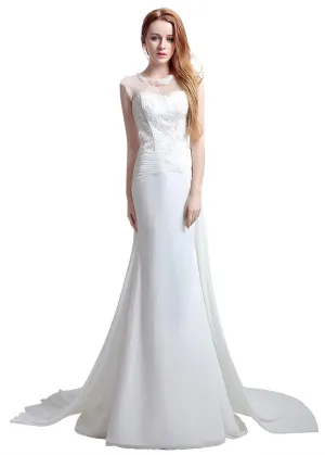 Illusion Wedding Dresses With Lace Appliques