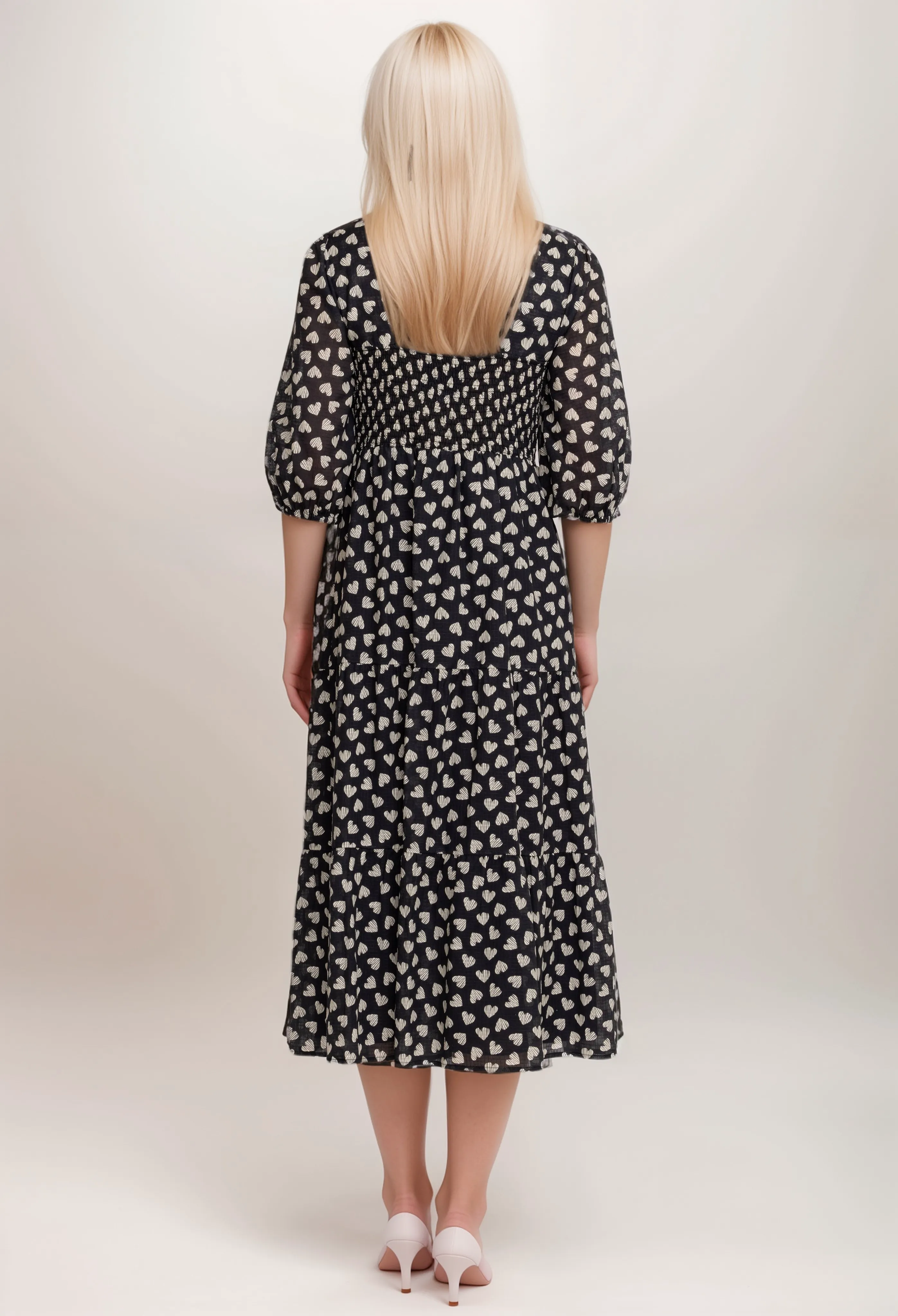 Johnny Was Jade Couple Of Hearts Cotton Midi Dress L31724