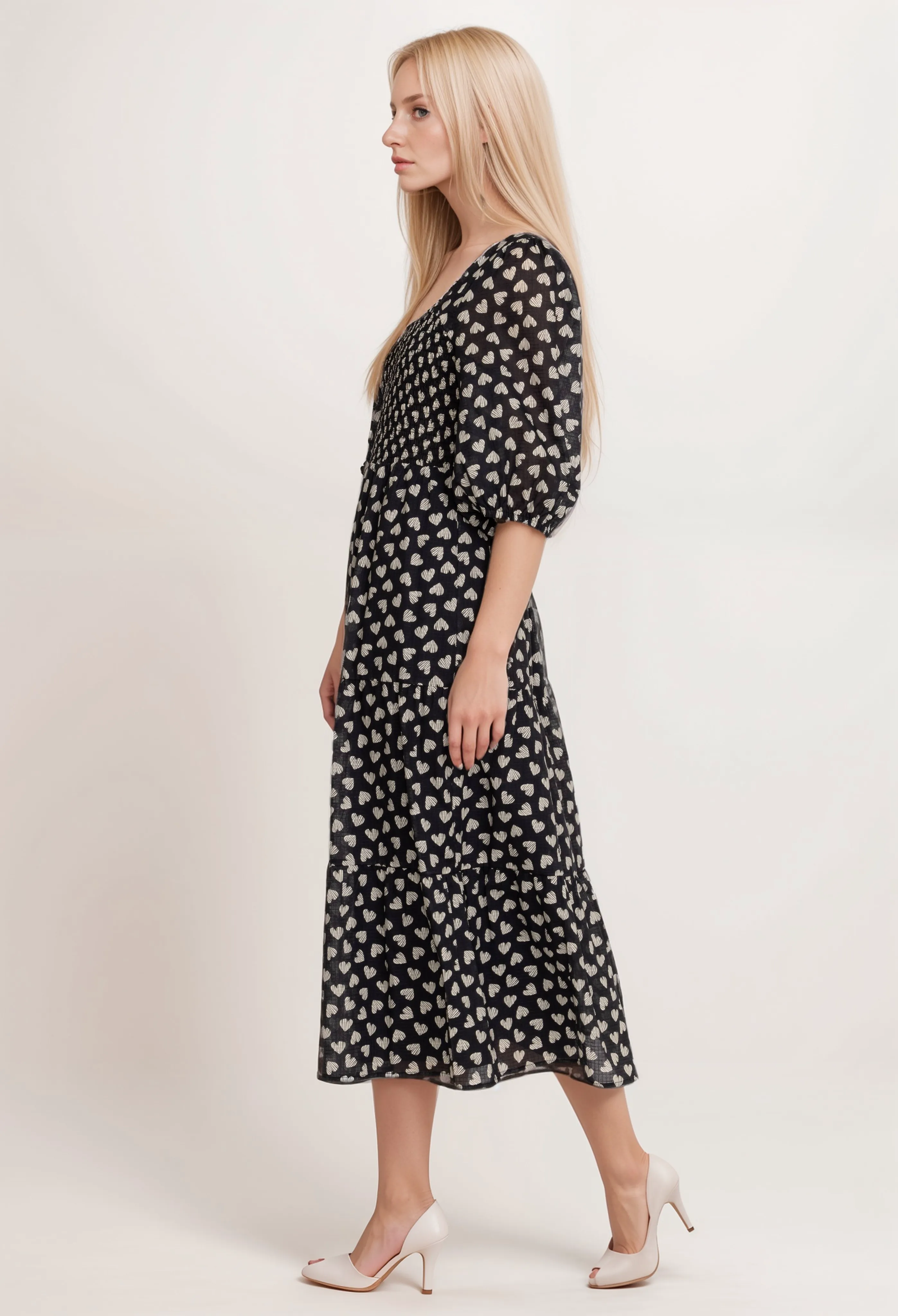 Johnny Was Jade Couple Of Hearts Cotton Midi Dress L31724