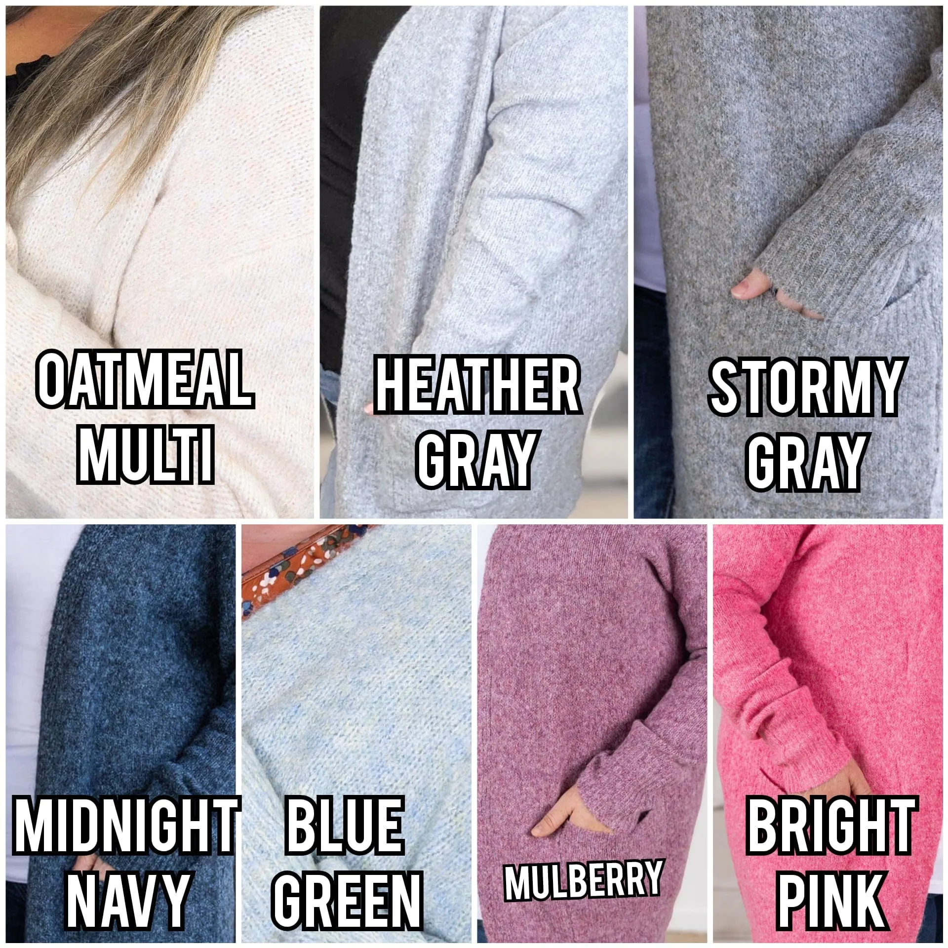 Kensington Cozy Sweater Cardigan w/Pockets (7 Colors)