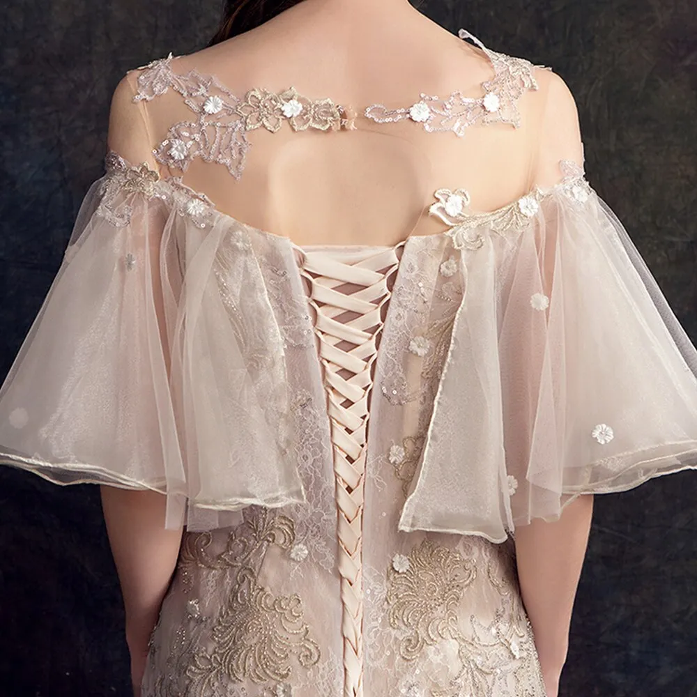 Lace Flowers Mermaid Wedding Dress