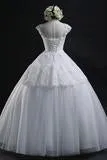 Lace-up Lace Tulle Wedding Dress Ball Gown With Appliques-715481