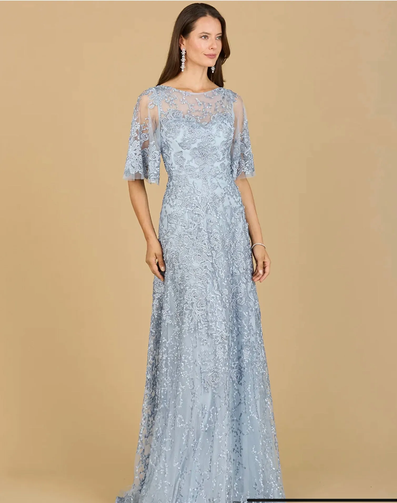 Lara Cape Sleeve Mother’s Gown 33277