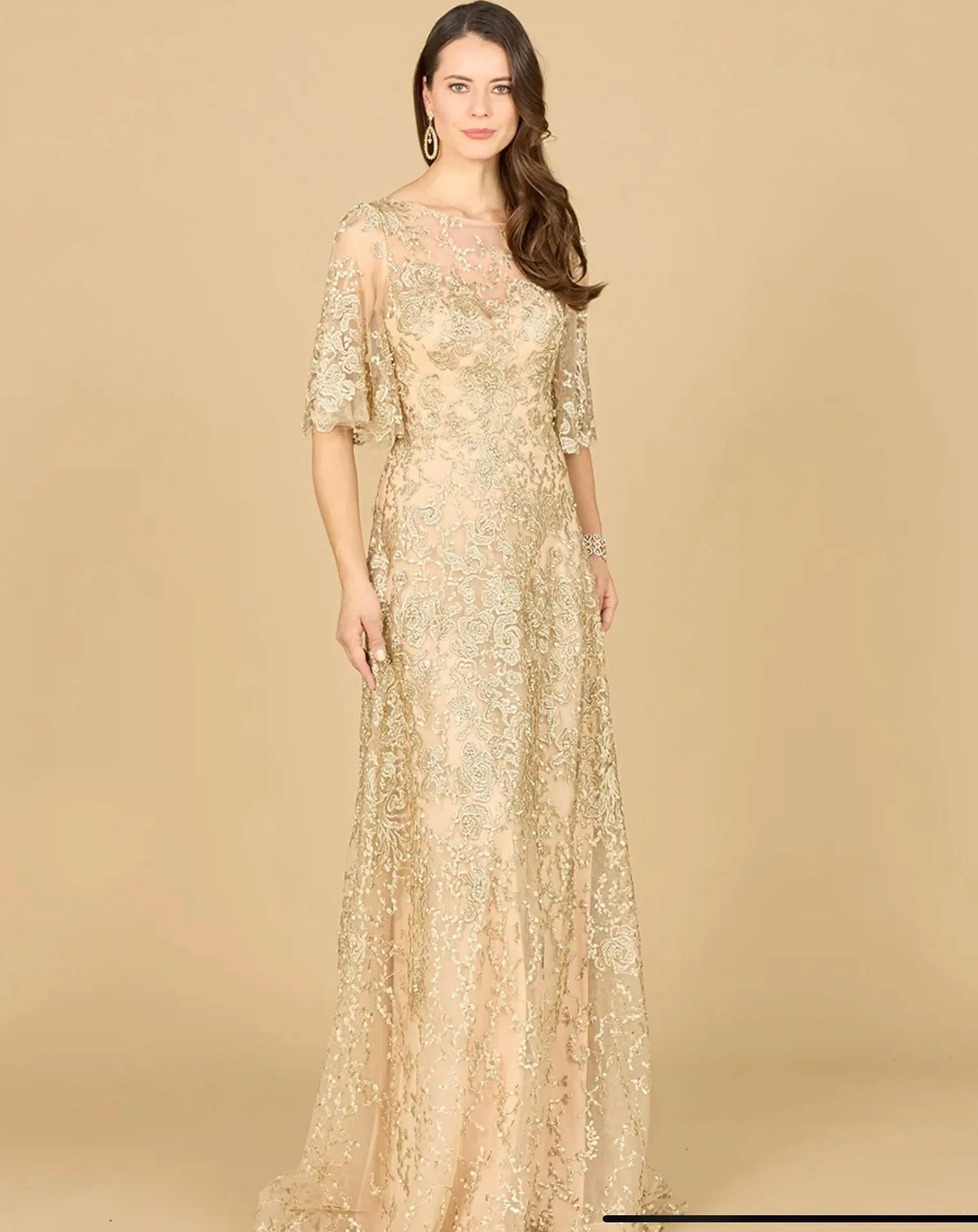 Lara Cape Sleeve Mother’s Gown 33277
