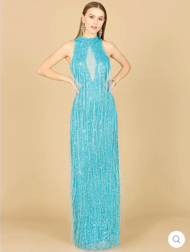 Lara Carrie Fringe Beaded Dress 9973