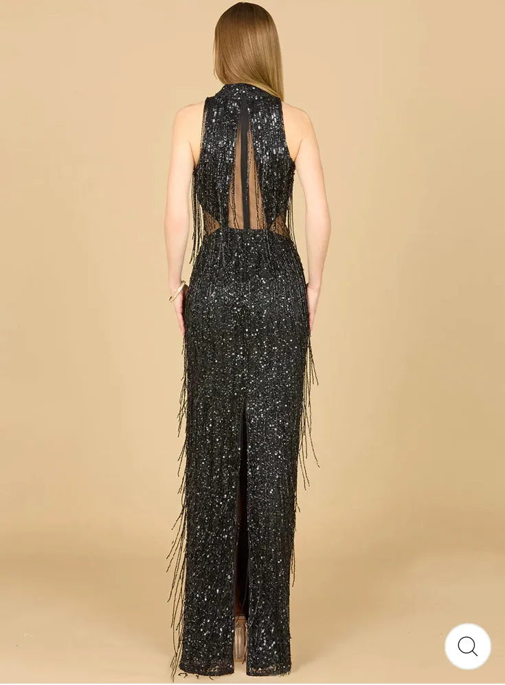 Lara Carrie Fringe Beaded Dress 9973