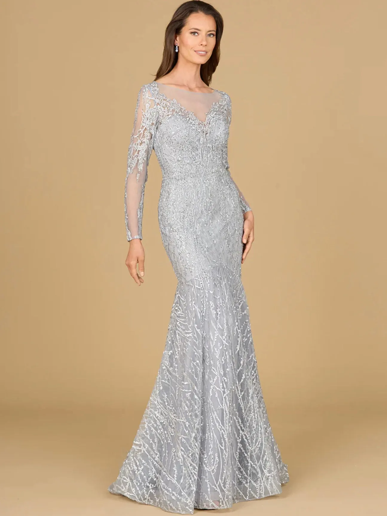 Lara Mermaid Long Sleeve Lace Gown 29131
