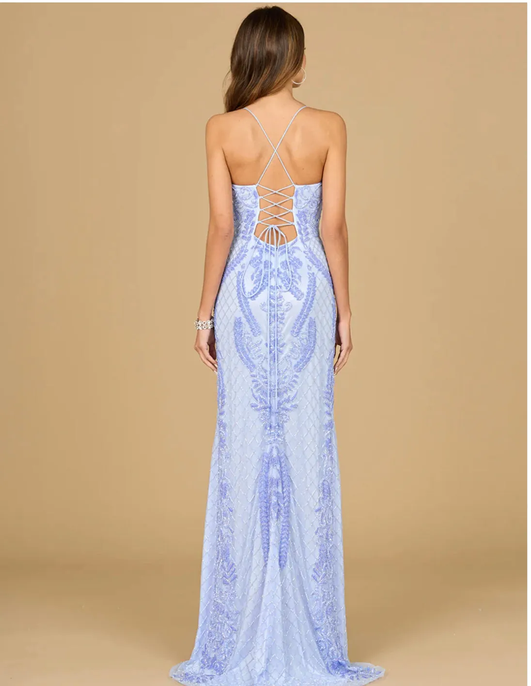 Lara Scoop Neck, Lace Up Open Back Dress 29577