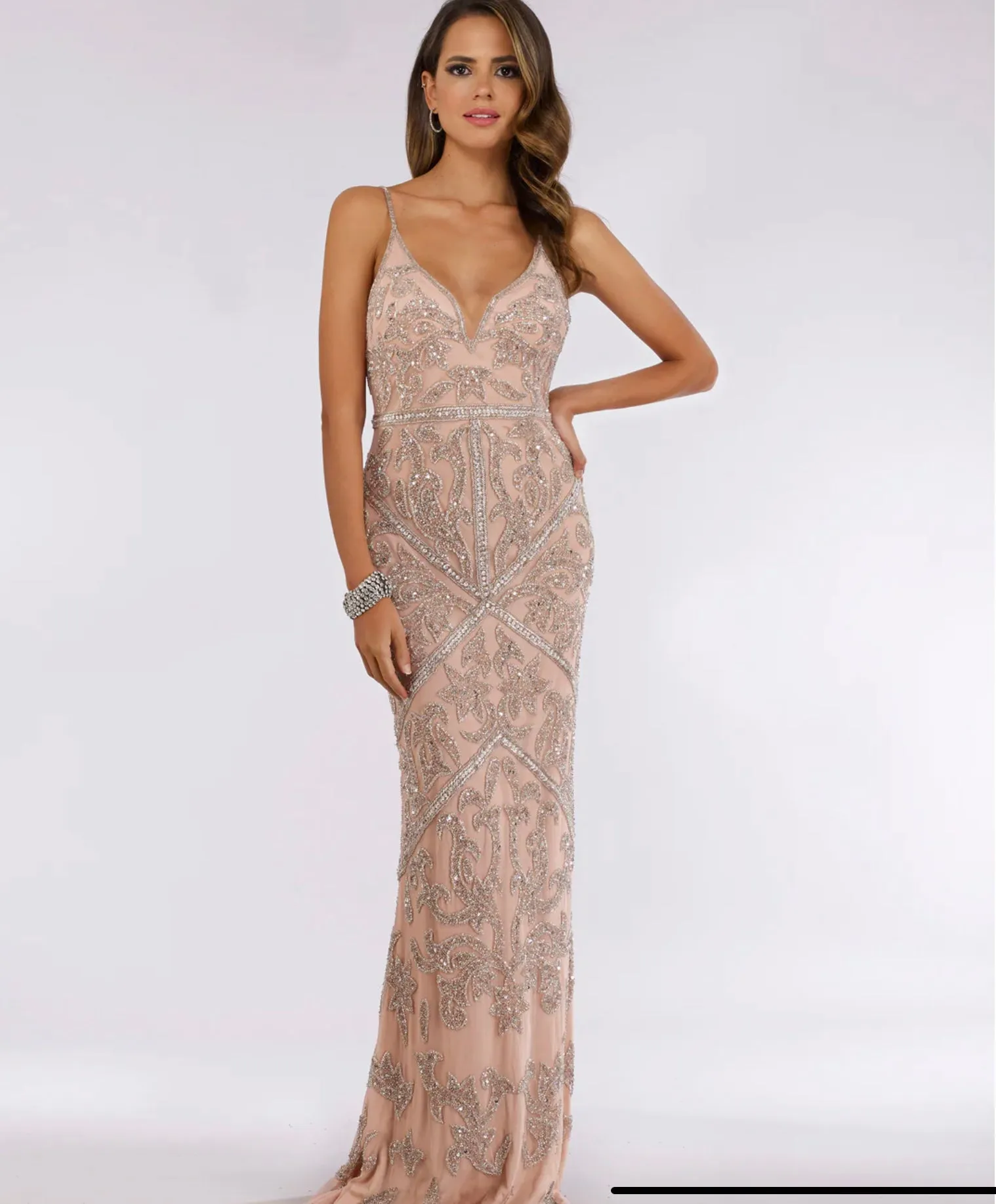 Lara Spaghetti Strap Beaded Dress 29744